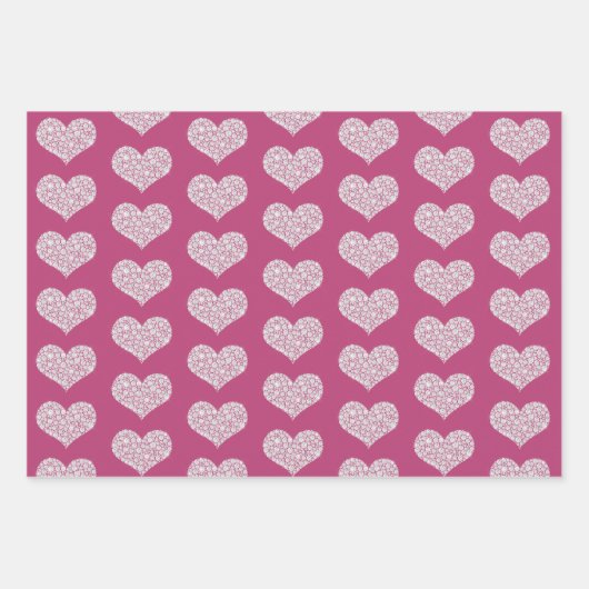 グラムピンクフェイクダイヤモンドバタフライとハート ラッピングペーパーシート (正面3)