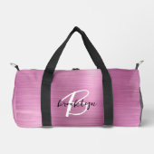 グラムピンクブラシ仕上げ金属白黒モノグラム ダッフルバッグ (正面)