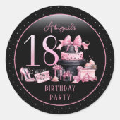 グラムピンクブラックファッション18thバースデーパーティー ラウンドシール (正面)