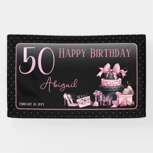 グラムピンクブラックファッション50thバースデーパーティー 横断幕 (横)