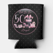 グラムピンクブラックファッション50thバースデーパーティー 缶クーラー (正面)