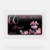 グラムピンクブラックファッション60thバースデーパーティー アクリルサイン (正面)