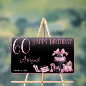 グラムピンクブラックファッション60thバースデーパーティー アクリルサイン (ニュートラル)