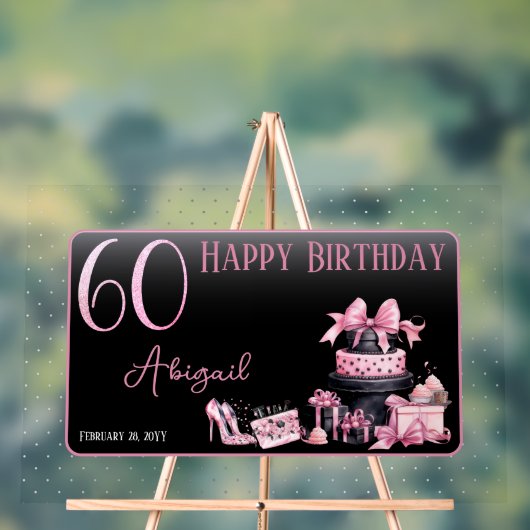 グラムピンクブラックファッション60thバースデーパーティー アクリルサイン (ニュートラル)