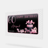 グラムピンクブラックファッション60thバースデーパーティー アクリルサイン (傾斜)