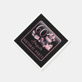 グラムピンクブラックファッション60thバースデーパーティー スタンダードカクテルナプキン (角)