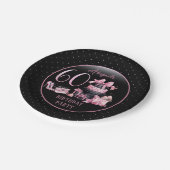 グラムピンクブラックファッション60thバースデーパーティー ペーパープレート (アングル)