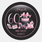 グラムピンクブラックファッション60thバースデーパーティー ラウンドシール (正面)