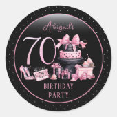 グラムピンクブラックファッション70thバースデーパーティー ラウンドシール (正面)