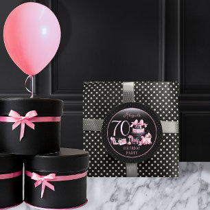 グラムピンクブラックファッション70thバースデーパーティー ラウンドシール