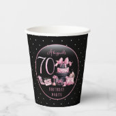 グラムピンクブラックファッション70thバースデーパーティー 紙コップ (正面)
