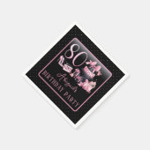 グラムピンクブラックファッション80thバースデーパーティー スタンダードカクテルナプキン (角)