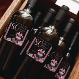 グラムピンクブラックファッション80thバースデーパーティー スパークリングワインラベル