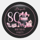 グラムピンクブラックファッション80thバースデーパーティー ラウンドシール (正面)