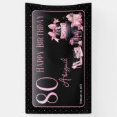 グラムピンクブラックファッション80thバースデーパーティー 横断幕 (縦)