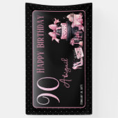 グラムピンクブラックファッション90thバースデーパーティー 横断幕 (縦)