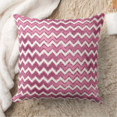 グラムピンクホワイトジグザグリストライプング クッション (ブランケット)