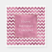 グラムピンクホワイトジグザグリストライプング スタンダードランチョンナプキン (正面)