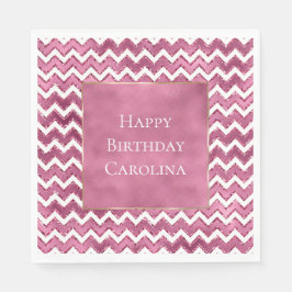 グラムピンクホワイトジグザグリストライプング スタンダードランチョンナプキン
