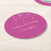 グラムピンクホワイトダイヤモンド誕生日 ラウンドペーパーコースター (アングル)