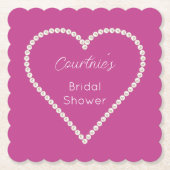 グラムピンクホワイトパールブライダルシャワー ペーパーコースター (正面)