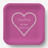 グラムピンクホワイトパールブライダルシャワー ペーパープレート (正面)