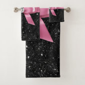 グラムピンクボウ – ゼブラプリント – 黒スパークル バスタオルセット (インサイチュ)