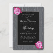 グラムピンクローズシルバーグローグレー結婚式招待状 招待状 (正面)