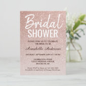 グラムピンクローズ金ゴールドグリッタースパークルブライダルシャワー 招待状 (スタンド正面)