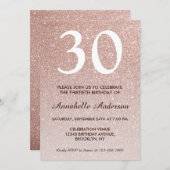 グラムピンクローズ金ゴールドグリッタースパークル30歳 招待状 (正面/裏面)