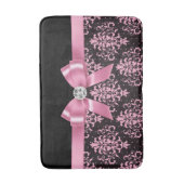 グラムピンク弓 – ピンクレース – ブラック バスマット (正面縦)