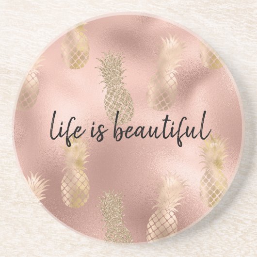 グラムピンク金ゴールドパイナップル コースター (正面)