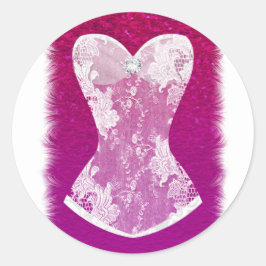 グラムピンク&ホワイトトレンディーランジェリーシャワーのお気に入り ラウンドシール