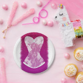 グラムピンク&ホワイトトレンディーランジェリーシャワーパーティー ペーパープレート (パーティー)