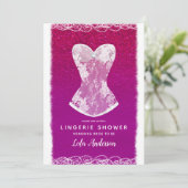 グラムピンク&ホワイトトレンディーランジェリーシャワーパーティー 招待状 (スタンド正面)