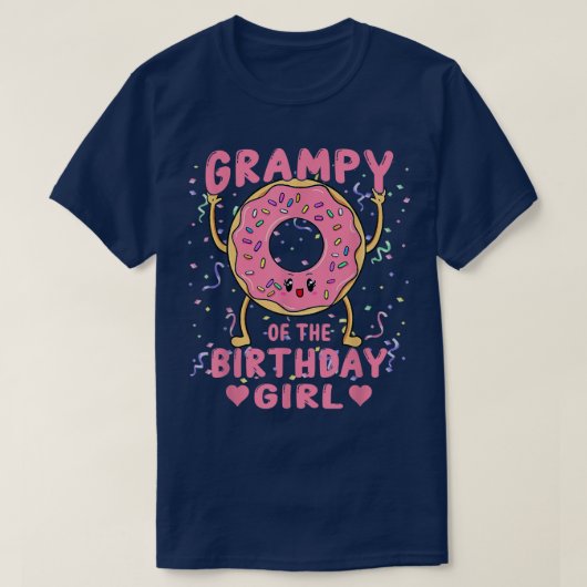 グラムピーオブザ誕生日ガールピンクドーナツBdayパーティー Tシャツ (デザイン正面)