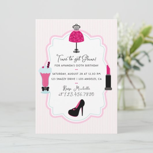 グラムファッションディヴァバースデーパーティフォト招待状 招待状 (スタンド正面)