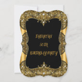 グラムファブラス50パーティーブラックレースパール金ゴールド 招待状 (裏面)
