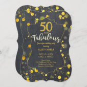 グラムフェイクゴールドフォイル紙吹雪50th誕生日パーティー 招待状 (正面/裏面)