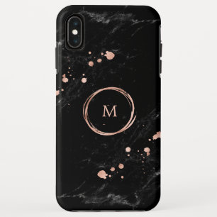 グラムフェイク金ゴールドルックオンブラック大理石 モノグラム iPhone XS MAXケース