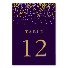 グラムフェイク金ゴールド紙吹雪オン深い紫 テーブルナンバー