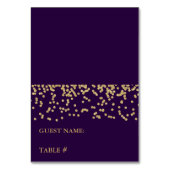 グラムフェイク金ゴールド紙吹雪深いパープルエスコートカード テーブルナンバー (正面)