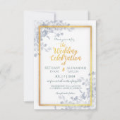 グラムフラワーズ金ゴールドフレーム書道ウェディング招待 招待状 (正面)