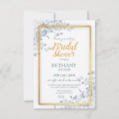 グラムフラワー金ゴールド枠書道ブライダルシャワー 招待状 (正面)