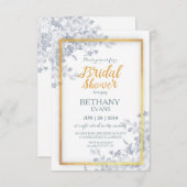 グラムフラワー金ゴールド枠書道ブライダルシャワー 招待状 (正面/裏面)