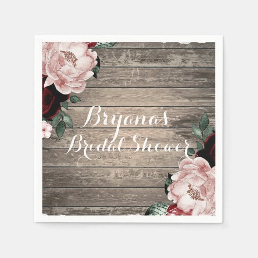 グラムフローラ素朴ウッド&レースバーンズ結婚ズ スタンダードカクテルナプキン (正面)