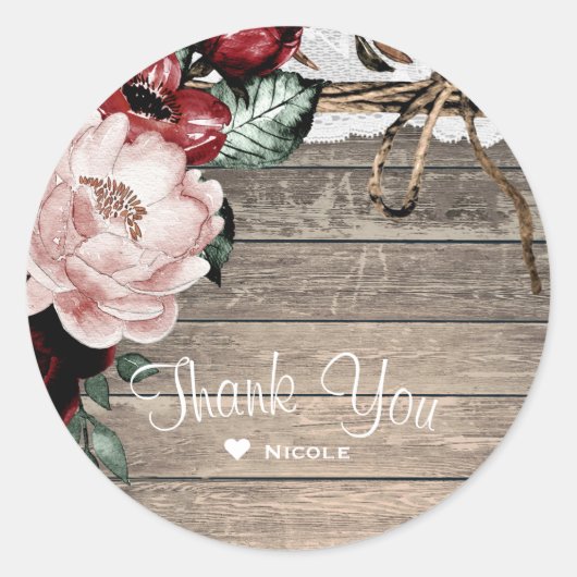 グラムフローラ素朴ウッド&レースバーンズ結婚ズ ラウンドシール (正面)