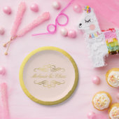 グラムフ渦巻形のライシュ金箔の結婚赤面ピンク ペーパープレート (パーティー)