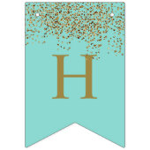 グラムブライドティール（緑がかった色）金ゴールドスパークルトゥインクルシャワーパーティー バンティングフラッグ (第1の旗)