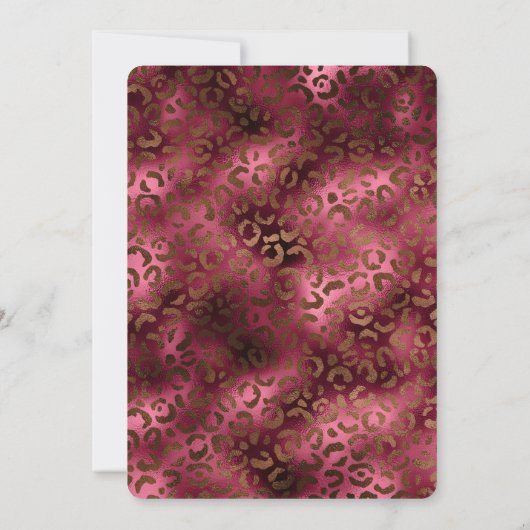 グラムブラウンブルガンディヒョウ印刷ブライダルシャワー 招待状 (裏面)